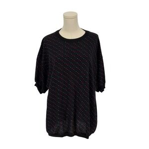 Unbranded Vintage Crew Neck Top w/ Green, Pink, & Orange Dot Design Est Size 1X